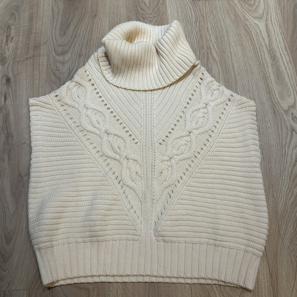 Trina Turk Womens Sweater Size M/L Turtleneck Pullover 100% Merino Wool Cream‎